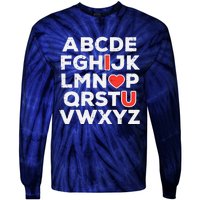 Valentines Day Alphabet ABC I Love You Teacher Wo Tie-Dye Long Sleeve Shirt