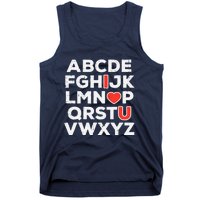 Valentines Day Alphabet ABC I Love You Teacher Wo Tank Top