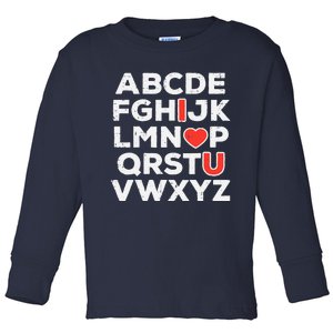 Valentines Day Alphabet ABC I Love You Teacher Wo Toddler Long Sleeve Shirt