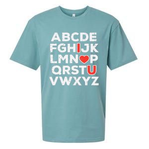 Valentines Day Alphabet ABC I Love You Teacher Wo Sueded Cloud Jersey T-Shirt