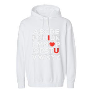 Valentines Day Alphabet ABC I Love You Teacher Wo Garment-Dyed Fleece Hoodie