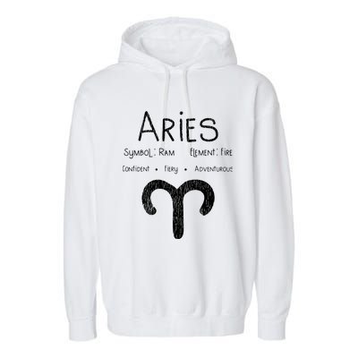 Vintage Distressed Aries Symbol Zodiac Sign Birthday Gift Garment-Dyed Fleece Hoodie