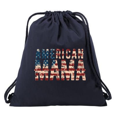 Vintage Distressed American Mama Drawstring Bag