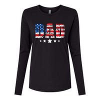 Vintage Dad American Flag Fathers Day USA Dad Womens Cotton Relaxed Long Sleeve T-Shirt