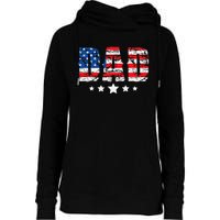 Vintage Dad American Flag Fathers Day USA Dad Womens Funnel Neck Pullover Hood