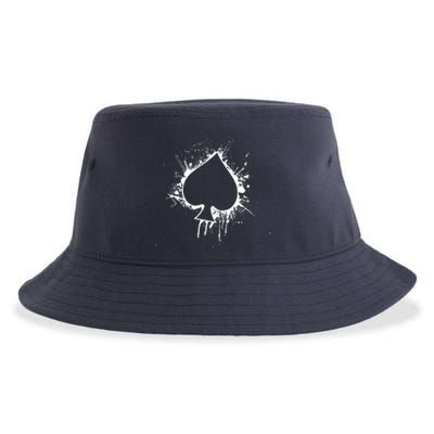 Vintage Distressed Ace of Spades Poker Playing Card Sustainable Bucket Hat