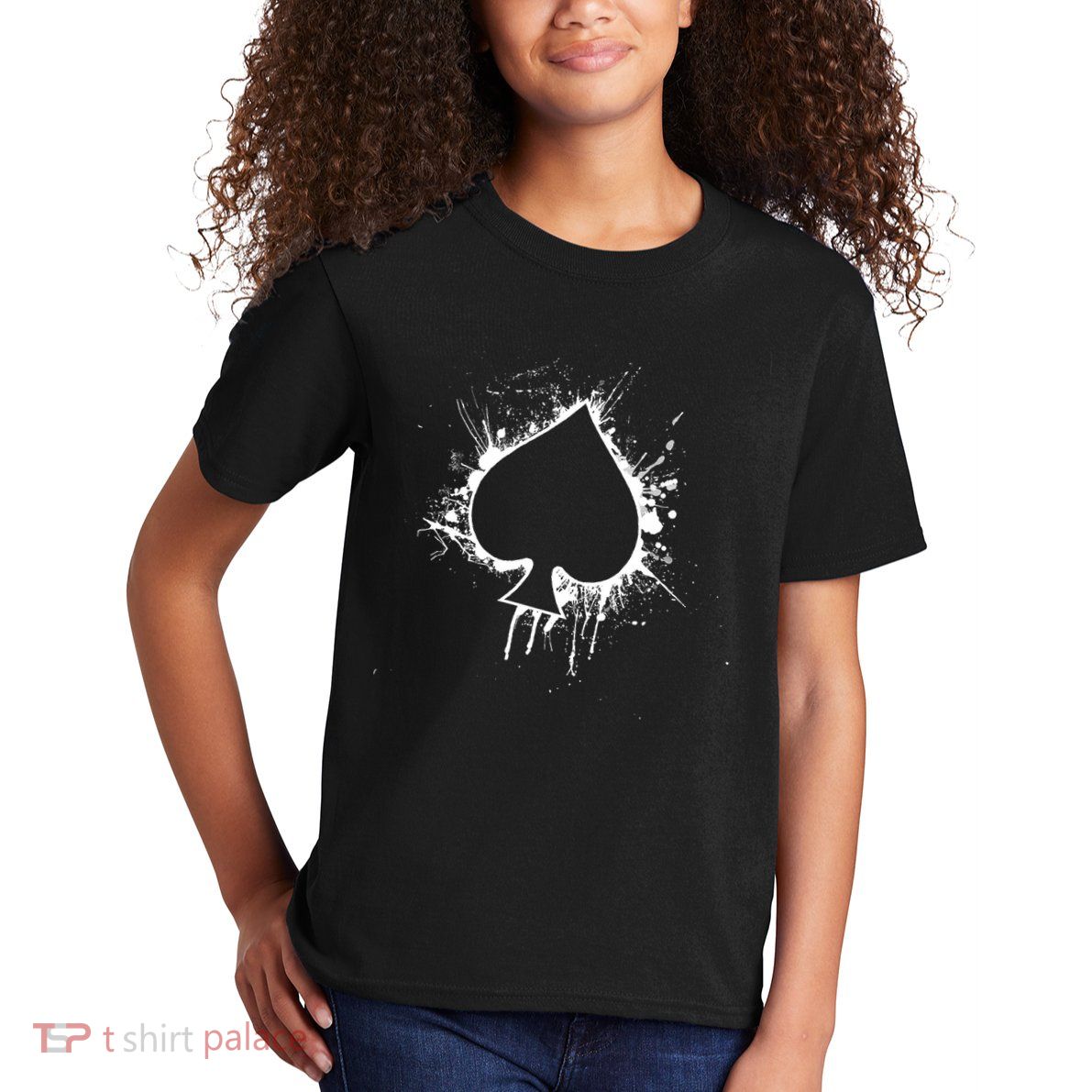 Vintage Distressed Ace of Spades Poker Playing Card Kids T-Shirt