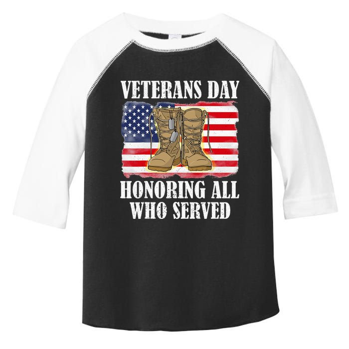 Veterans Day American Flag Veteran Honoring all who served Toddler Fine Jersey T-Shirt