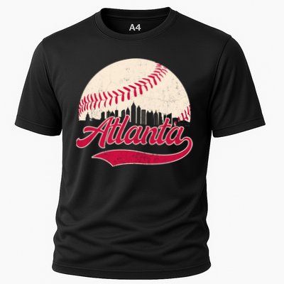 Vintage Distressed Atlanta Skyline Tee Baseball Cooling Performance Crew T-Shirt