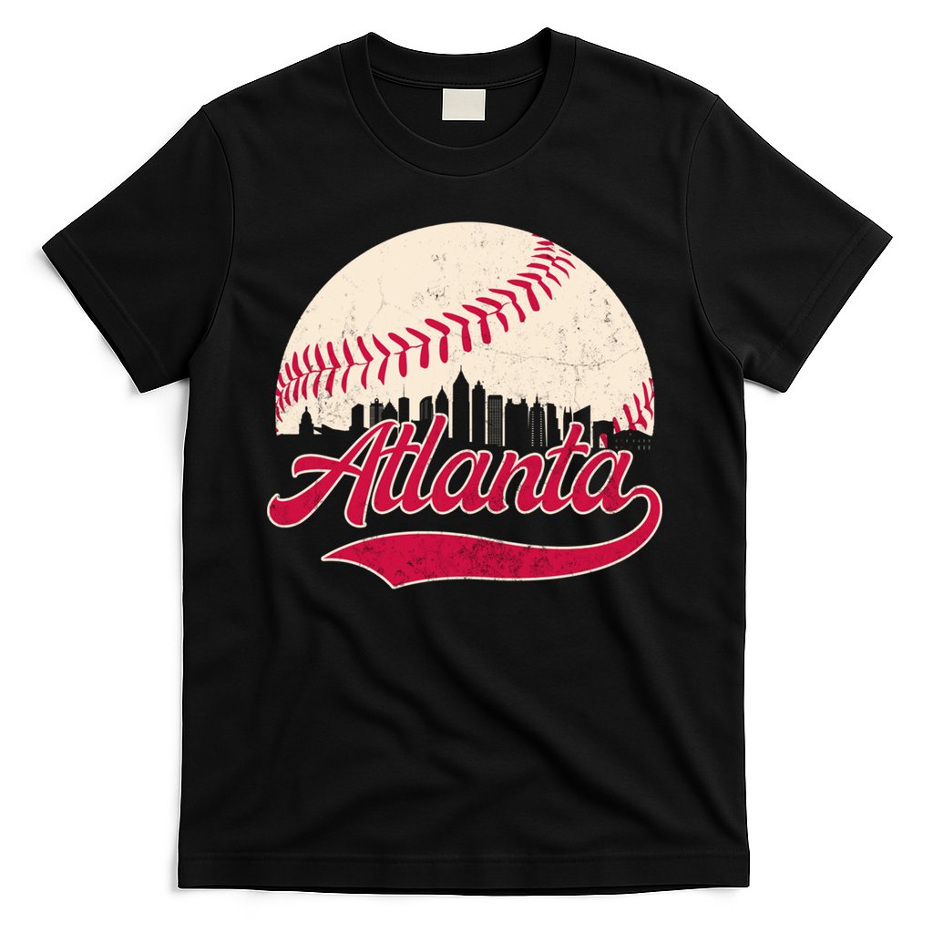 Vintage Distressed Atlanta Skyline Tee Baseball T-Shirt