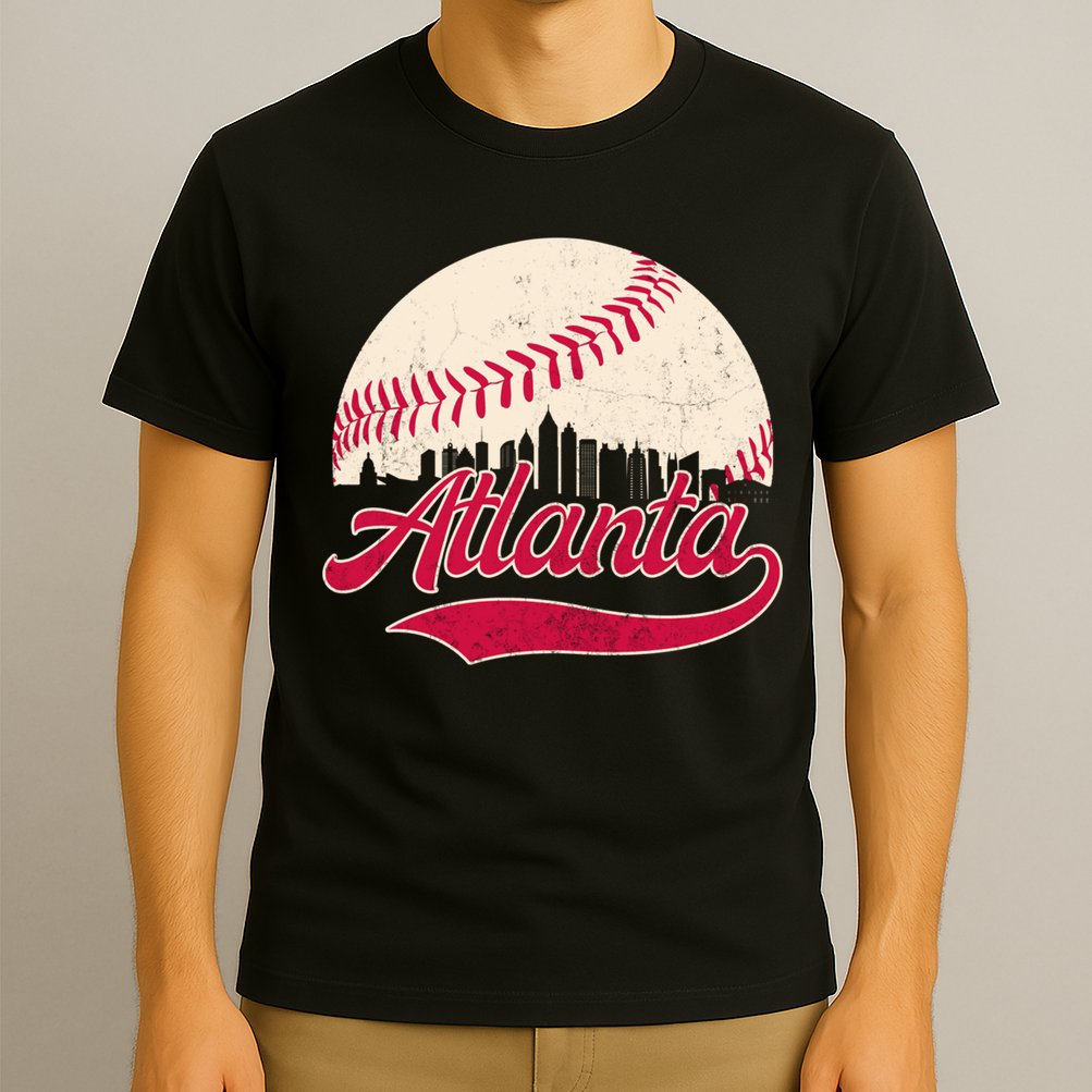 Vintage Distressed Atlanta Skyline Tee Baseball T-Shirt