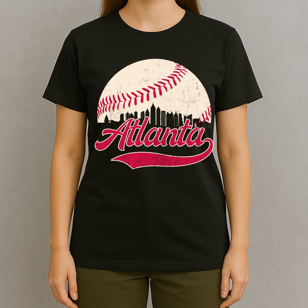Vintage Distressed Atlanta Skyline Tee Baseball T-Shirt