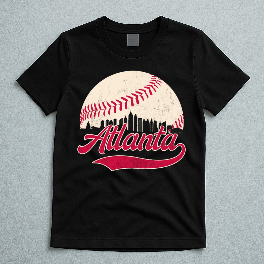 Vintage Distressed Atlanta Skyline Tee Baseball T-Shirt