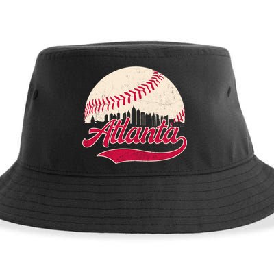 Vintage Distressed Atlanta Skyline Tee Baseball Sustainable Bucket Hat