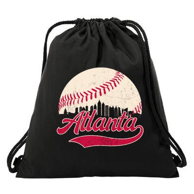 Vintage Distressed Atlanta Skyline Tee Baseball Drawstring Bag