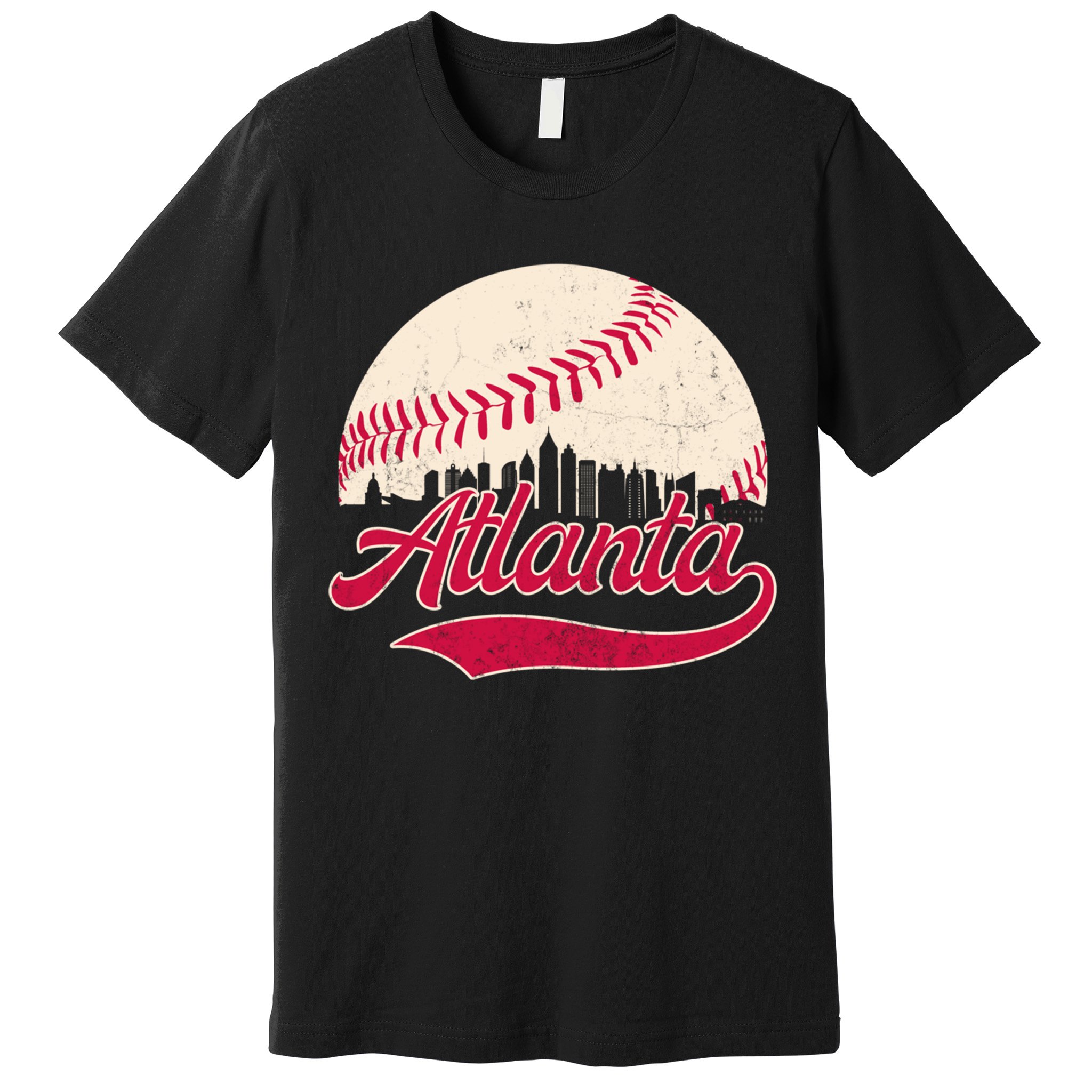Vintage Distressed Atlanta Skyline Tee Baseball Premium T-Shirt