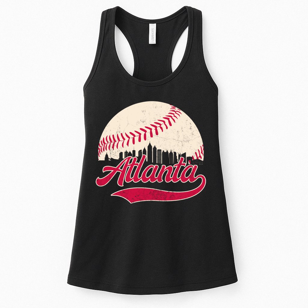 Vintage Distressed Atlanta Skyline Tee Baseball Womens Tank Top