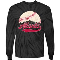 Vintage Distressed Atlanta Skyline Tee Baseball Tie-Dye Long Sleeve Shirt