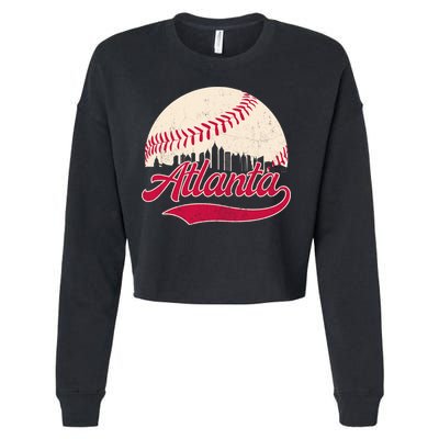 Vintage Distressed Atlanta Skyline Tee Baseball Cropped Pullover Crew