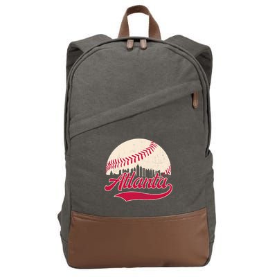Vintage Distressed Atlanta Skyline Tee Baseball Cotton Canvas Backpack
