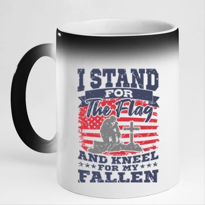 Veterans Day American Military Soldier I Stand For The Flag Gift 11oz Black Color Changing Mug