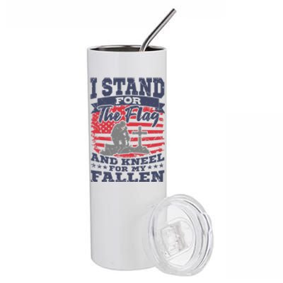 Veterans Day American Military Soldier I Stand For The Flag Gift Stainless Steel Tumbler