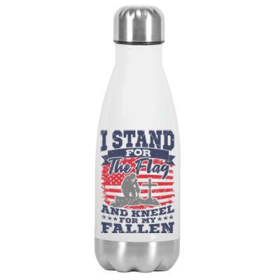 Veterans Day American Military Soldier I Stand For The Flag Gift Stainless Steel Insulated Water Bottle