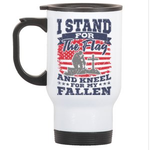 Veterans Day American Military Soldier I Stand For The Flag Gift Stainless Steel Travel Mug