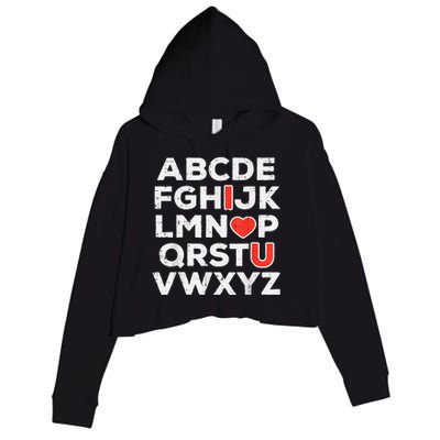 Valentines Day Alphabet ABC I Love You Teacher Crop Fleece Hoodie