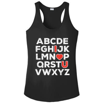 Valentines Day Alphabet ABC I Love You Teacher Ladies PosiCharge Competitor Racerback Tank