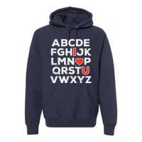 Valentines Day Alphabet ABC I Love You Teacher Premium Hoodie