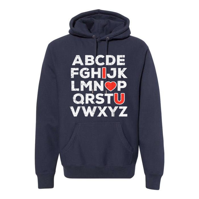 Valentines Day Alphabet ABC I Love You Teacher Premium Hoodie