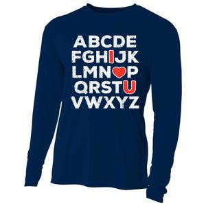 Valentines Day Alphabet ABC I Love You Teacher Cooling Performance Long Sleeve Crew