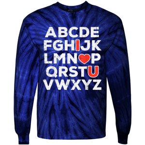 Valentines Day Alphabet ABC I Love You Teacher Tie-Dye Long Sleeve Shirt