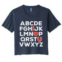 Valentines Day Alphabet ABC I Love You Teacher Women's Crop Top Tee