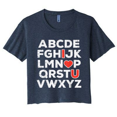 Valentines Day Alphabet ABC I Love You Teacher Women's Crop Top Tee