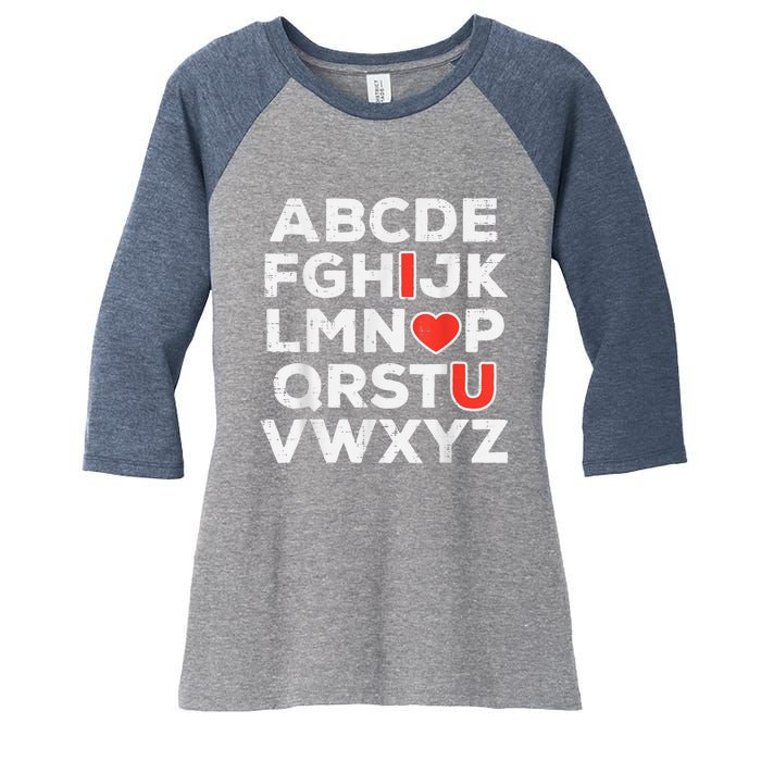 Valentines Day Alphabet ABC I Love You Teacher Women's Tri-Blend 3/4-Sleeve Raglan Shirt