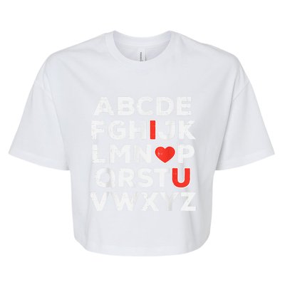 Valentines Day Alphabet ABC I Love You Teacher Bella+Canvas Jersey Crop Tee