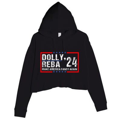 Vintage Dolly And Reba 2024 Make America Fancy Again  Crop Fleece Hoodie