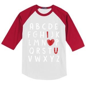 Valentine's Day Abc I Love You Heart Teacher Gift Gift Kids Colorblock Raglan Jersey