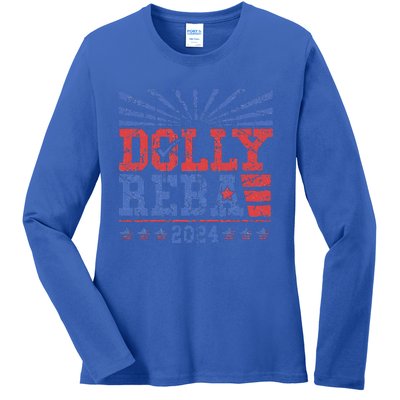 Vintage Dolly And Reba 2024 Make America Fancy Again  Ladies Long Sleeve Shirt