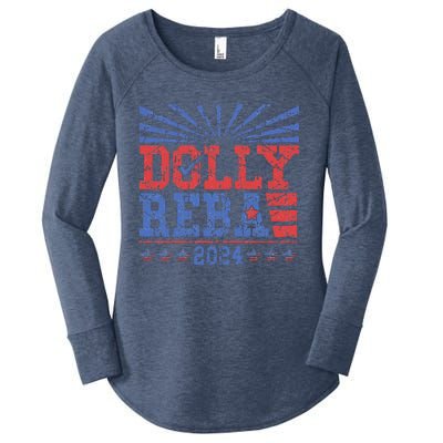 Vintage Dolly And Reba 2024 Make America Fancy Again  Women's Perfect Tri Tunic Long Sleeve Shirt