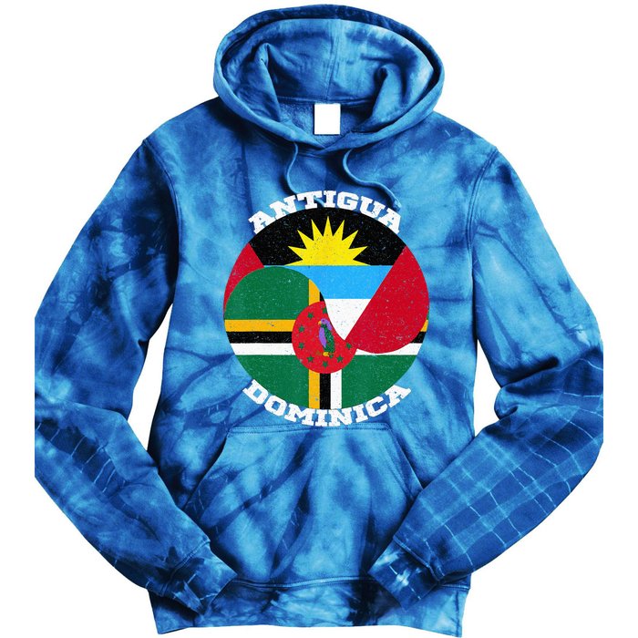 Vintage Dominica Antiguan Flag Antigua Dominica Flag Tie Dye Hoodie