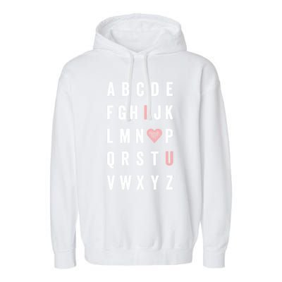 ValentineS Day Abc I Love You With Heart Teacher Gift Garment-Dyed Fleece Hoodie