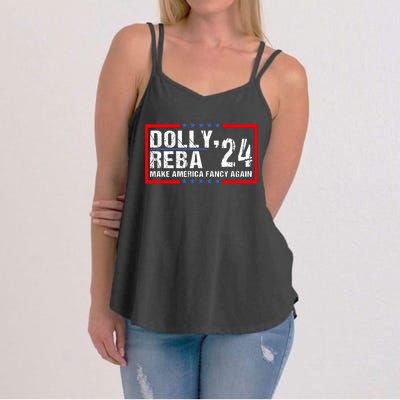 Vintage Dolly And Reba 2024 Make America Fancy Again Women's Strappy Tank