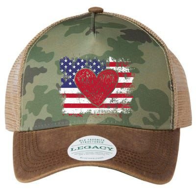ValentineS Day American Flag Red Hearts Us Patriotic Love Legacy Tie Dye Trucker Hat
