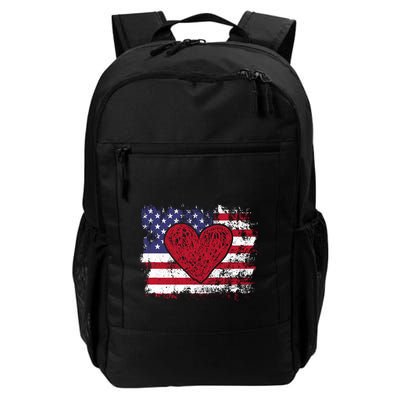 ValentineS Day American Flag Red Hearts Us Patriotic Love Backpack