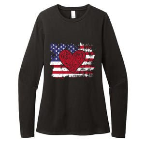 ValentineS Day American Flag Red Hearts Us Patriotic Love Womens CVC Long Sleeve Shirt