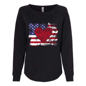 ValentineS Day American Flag Red Hearts Us Patriotic Love Womens California Wash Sweatshirt