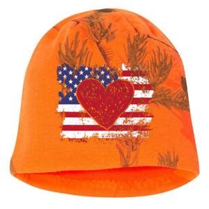 ValentineS Day American Flag Red Hearts Us Patriotic Love Kati - Camo Knit Beanie